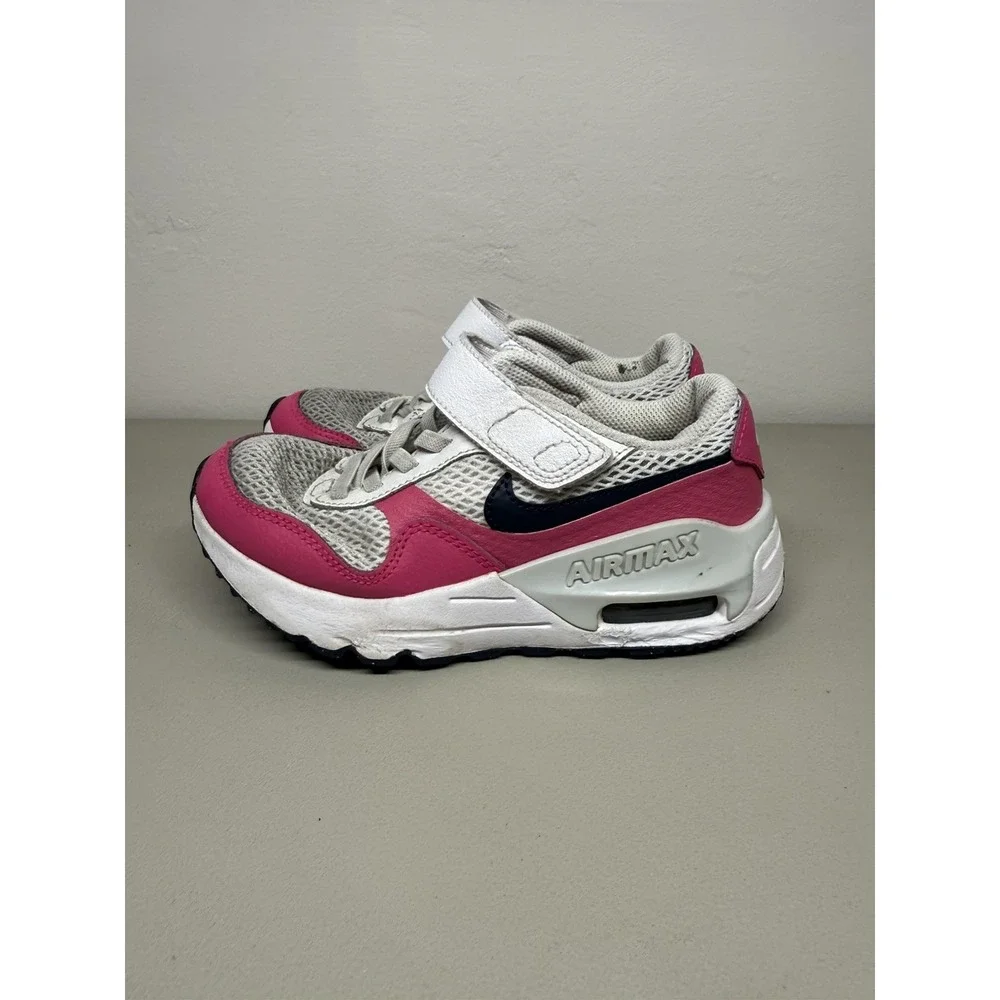 Nike Air Max Systm PS Girls' Sneakers White Pink Black Size 1Y Low Top
